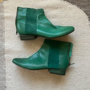 Green leather and suede booties!